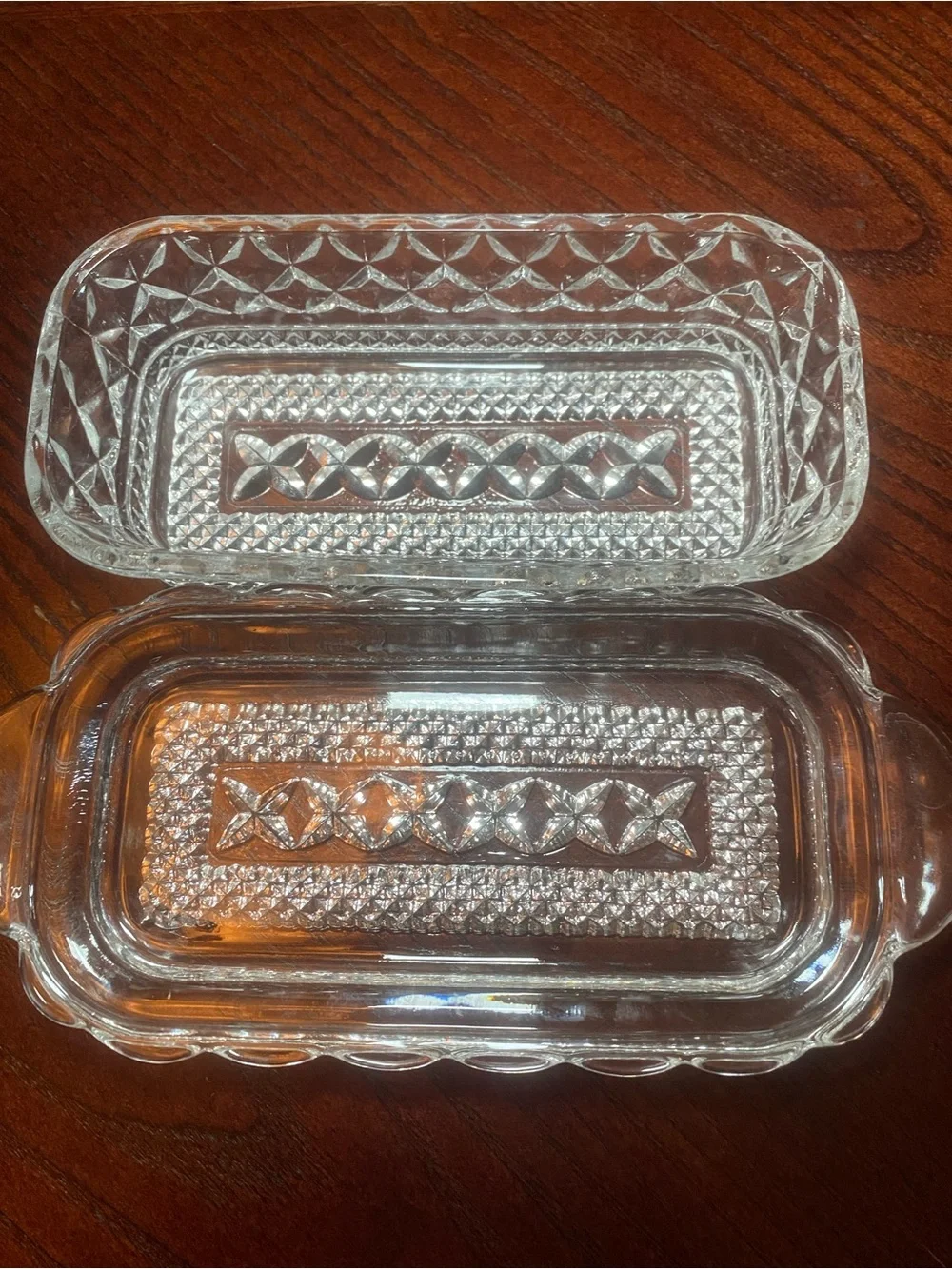 Anchor Hocking Wexford covered butter dish- Classic Diamond Cut